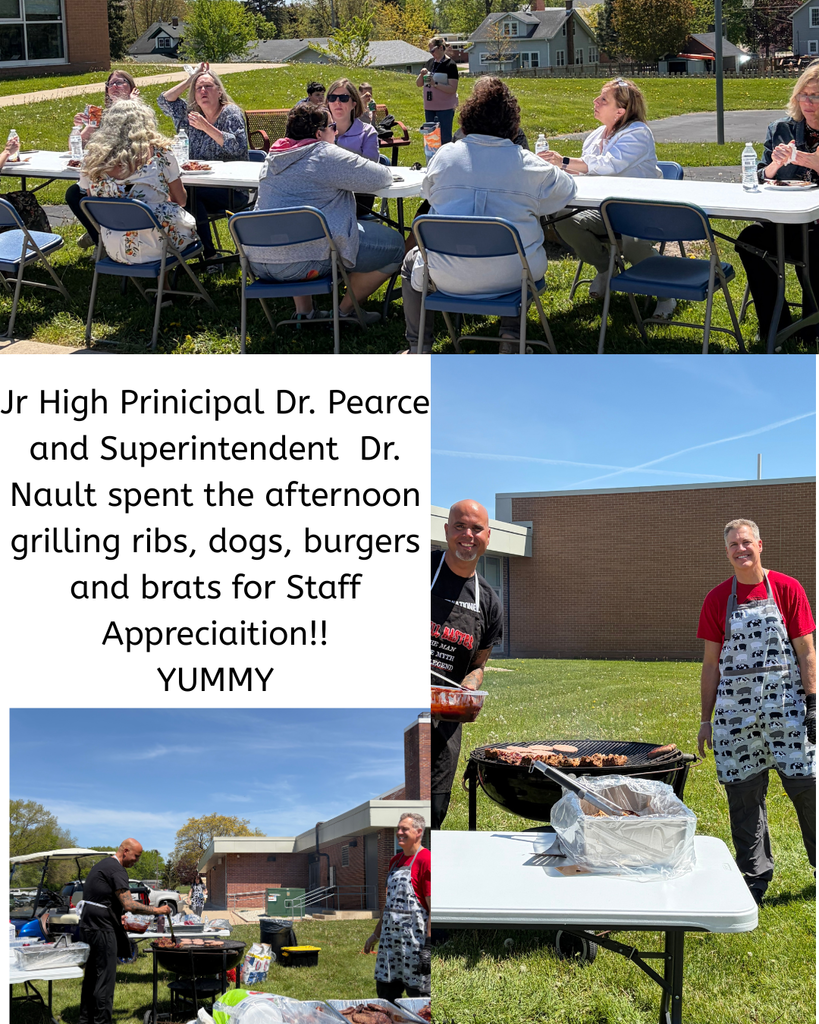 Dr Pearce and Dr Nault grilling food for staff