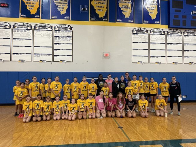Basketball camp students