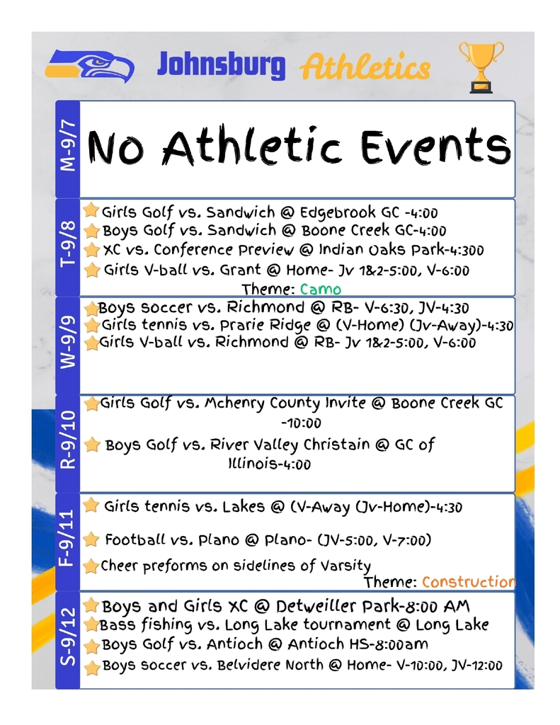 9/8 Weekly Athletic Calendar
