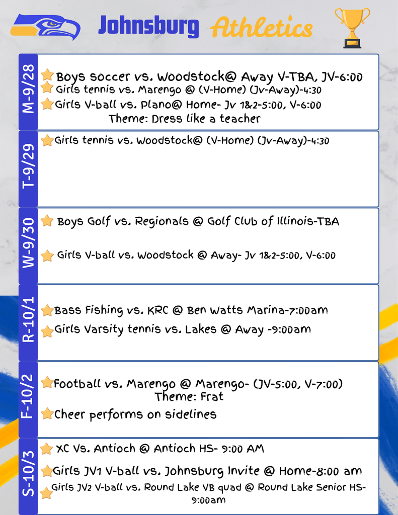 Weekly Athletics 9/28