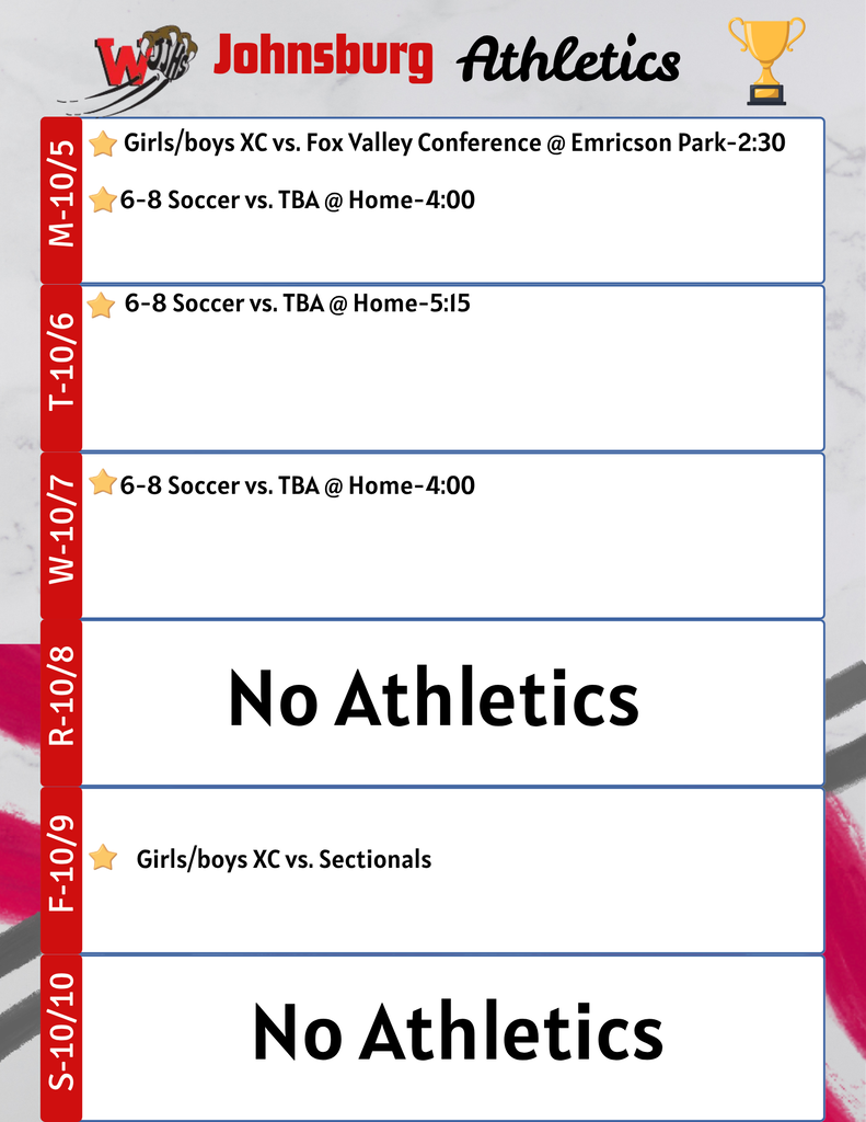 JJHS Athletics, 10/5-10/10