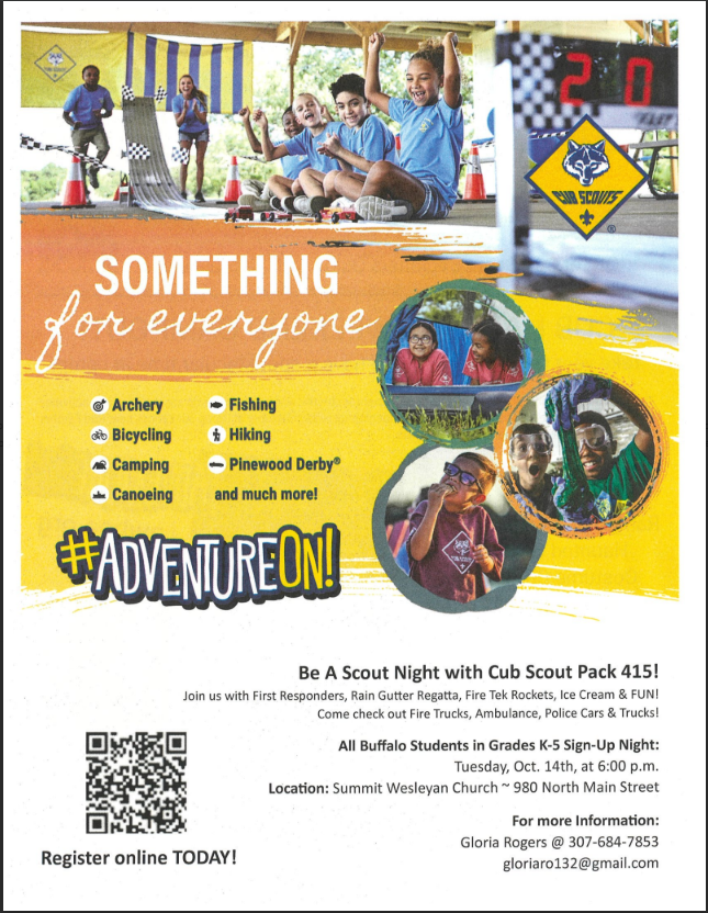 Cub Scout Opportunity! Please see flyer for additional information!