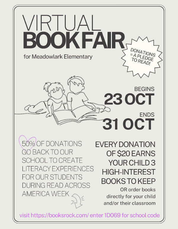 Virtual Book Fair. Oct 23-Oct31. See flyer for additional information
