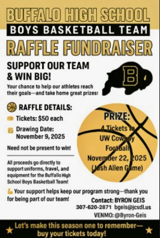 Boys Basketball Raffle Fundraiser. Please see flyer for additional information! 