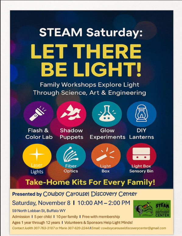 Let there be light STEAM  opportunity. See flyer for additional information. 