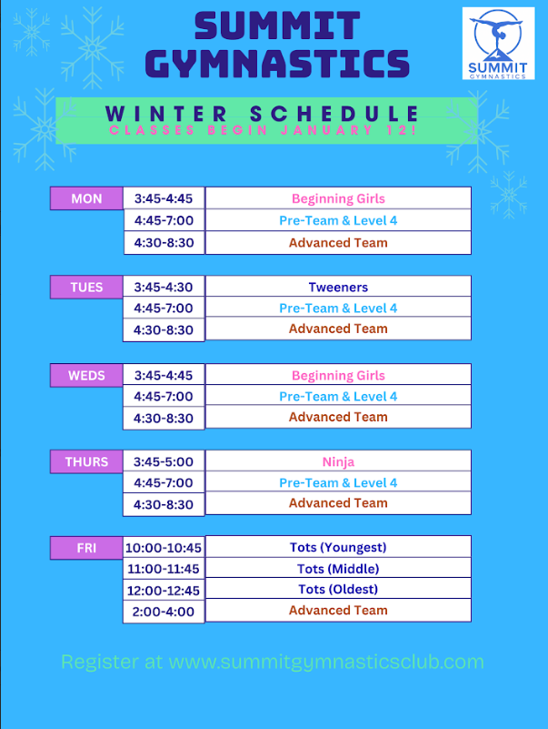 Gymnastics Opportunity. Please see flyer for additional information!