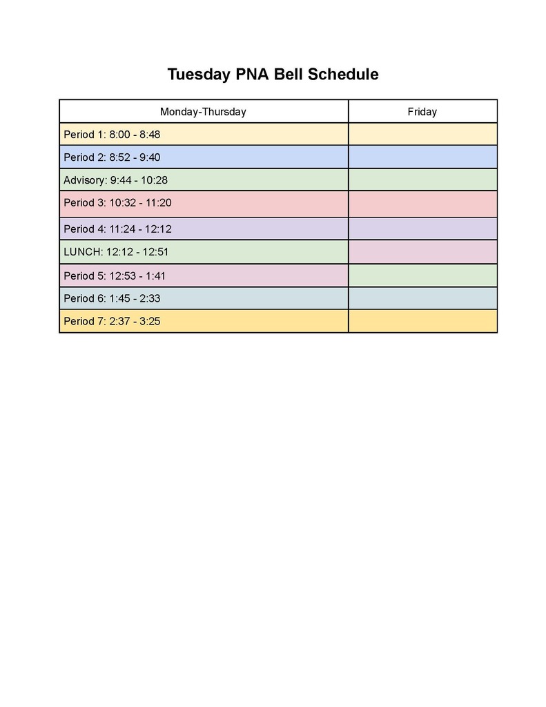 Schedule for Tuesday 1-26-26