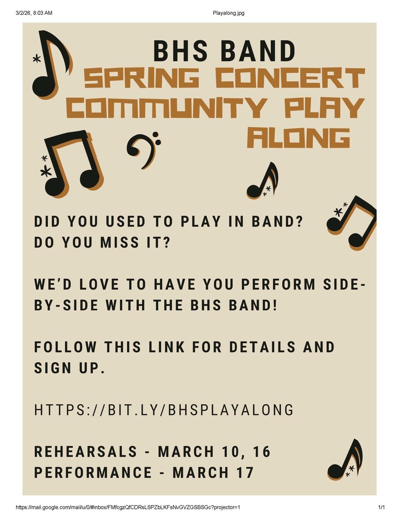 BHS Spring Concert Community Play Along