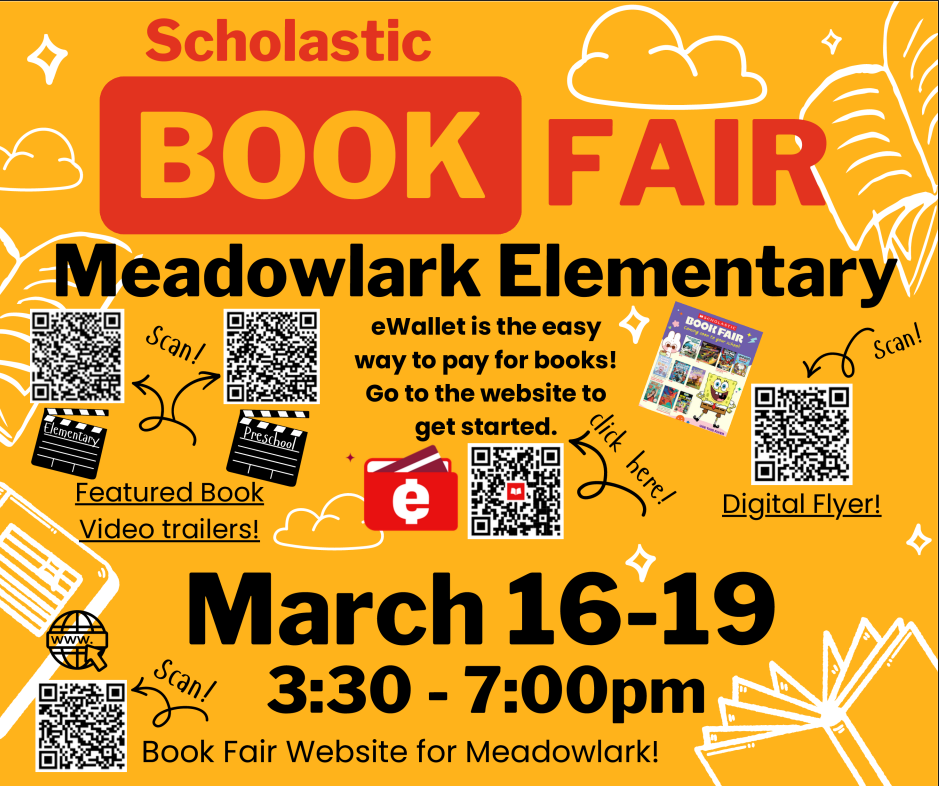 Scholastic Book Fair at MDLK March 16-19 3:30-7:00. See flyer for additional information! 
