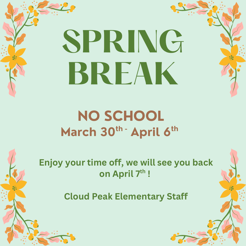 Green and Orange Floral Illustrated Spring Classroom Announcement