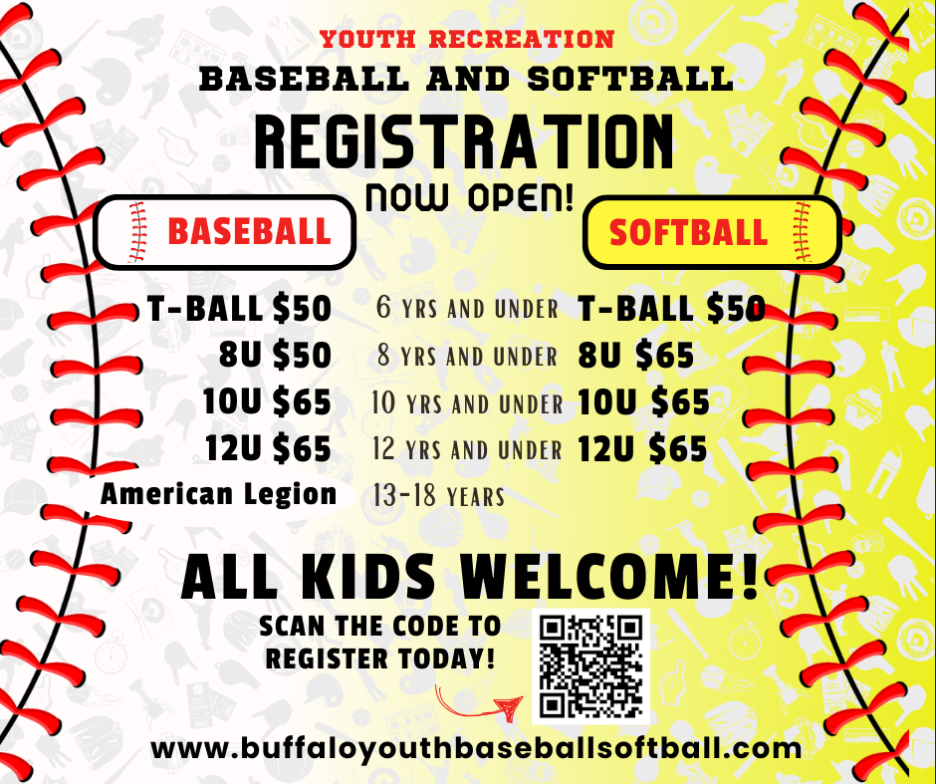 Baseball and Softball Registration NOW OPEN!! Please see flyer for additional info!