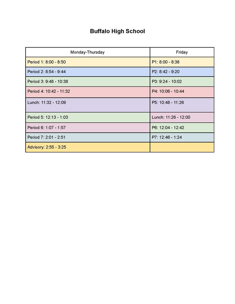 2026-2027 Bell Schedule