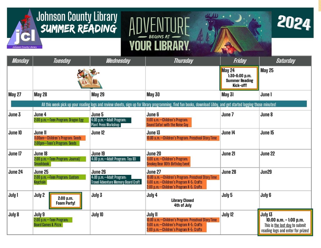Check out the Summer Reading Challenge from the JC Library