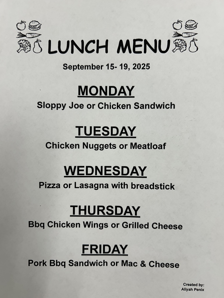 Lunch Menu 9/15-19