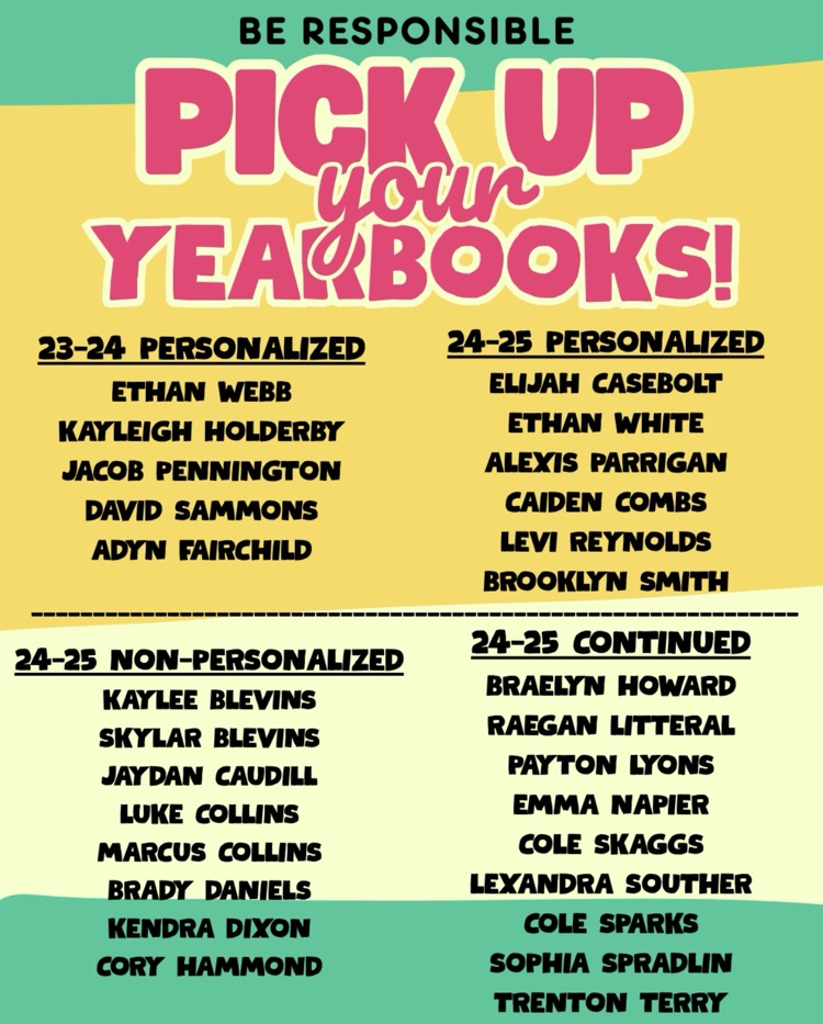 Pick up yearbooks!