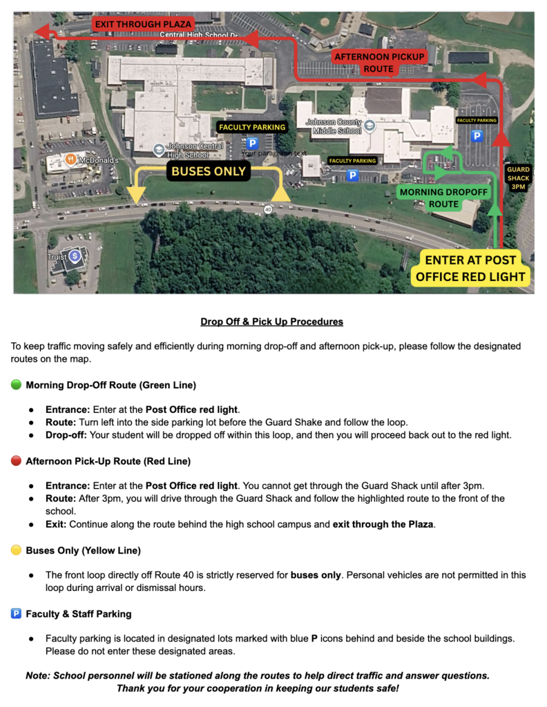 Updates to Drop off and Pick up procedures