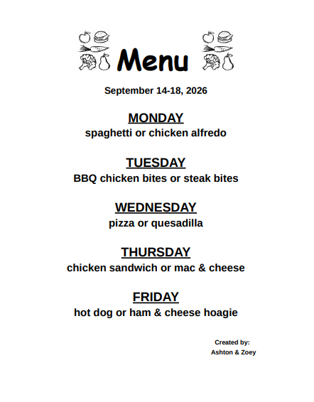 Lunch Menu