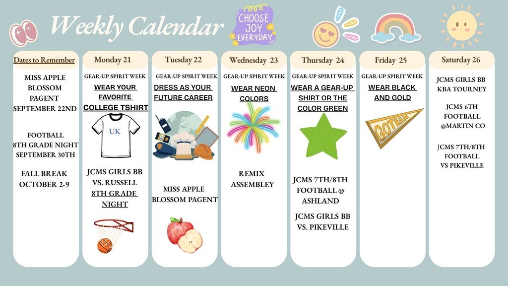 Weekly Events Calendar