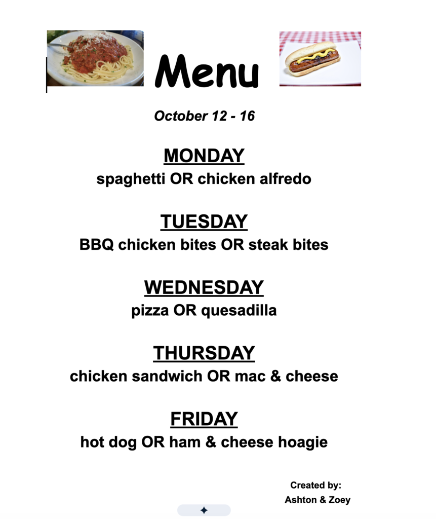 Lunch Menu