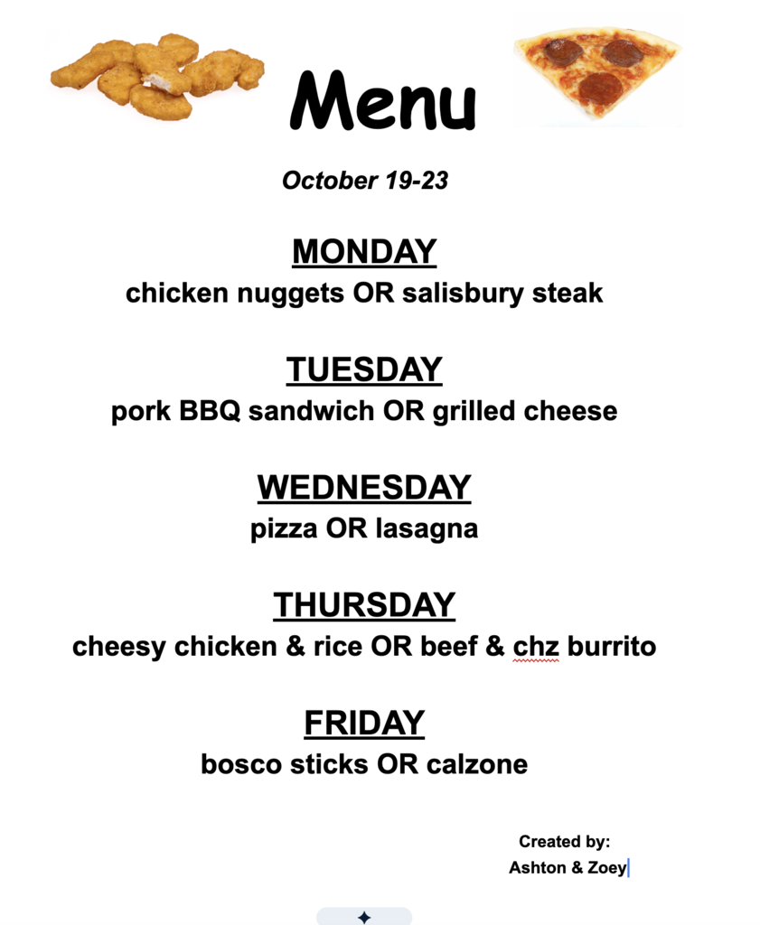 Lunch Menu week 3