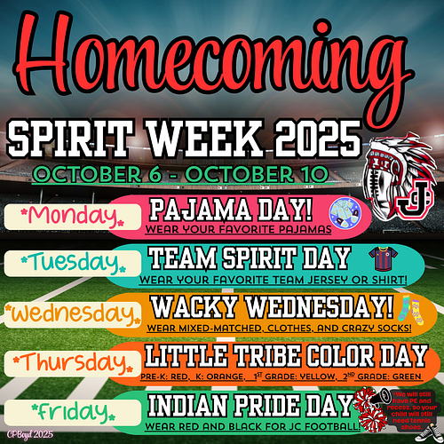 Jefferson homecoming dress up days 2025