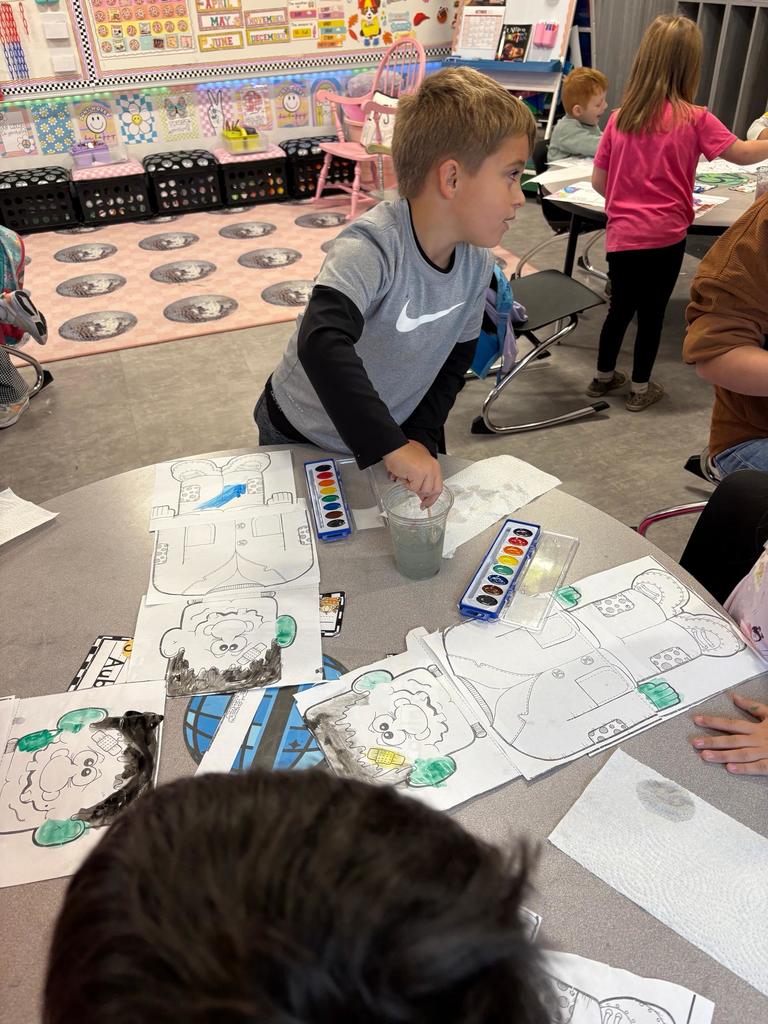 Boyd's classroom uses watercolors 