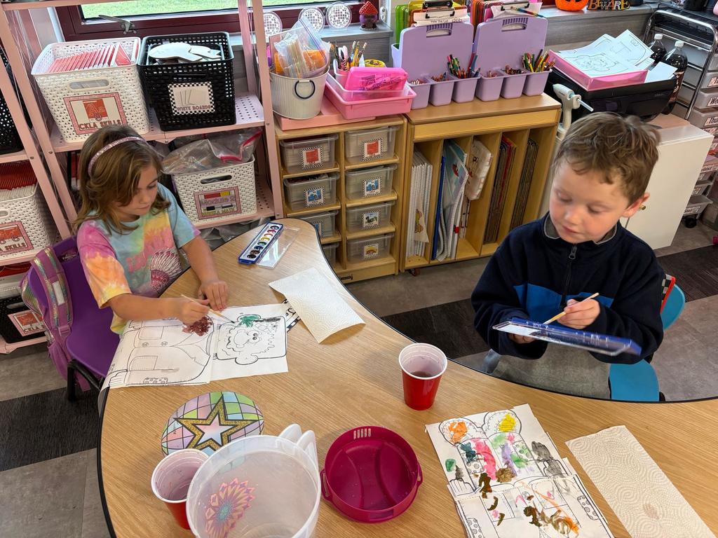 Boyd's classroom uses watercolors