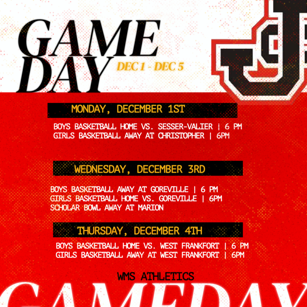 wms athletics monday, december 1st - Thursday, december 4th 2024