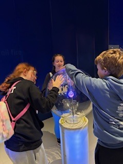 student council members interacting int he museum