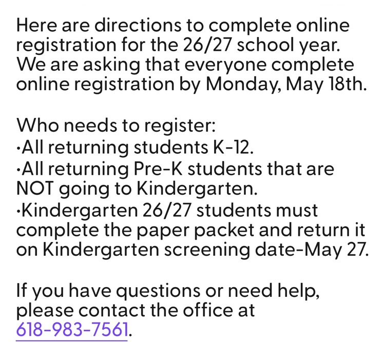 Online registration 26/27