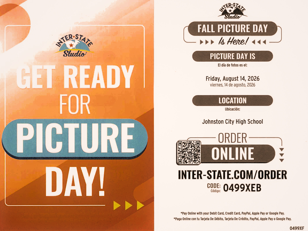 Fall Picture Day is HERE!  Picture day is Friday, August 14, 2026.  Location - Johnston City High School  Order Online using INTER-STATE.COM/ORDER Code : 0499XEB