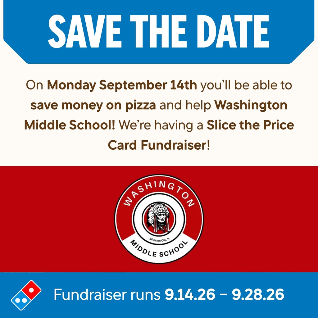 dominos fundraiser information with the washington middle school logo