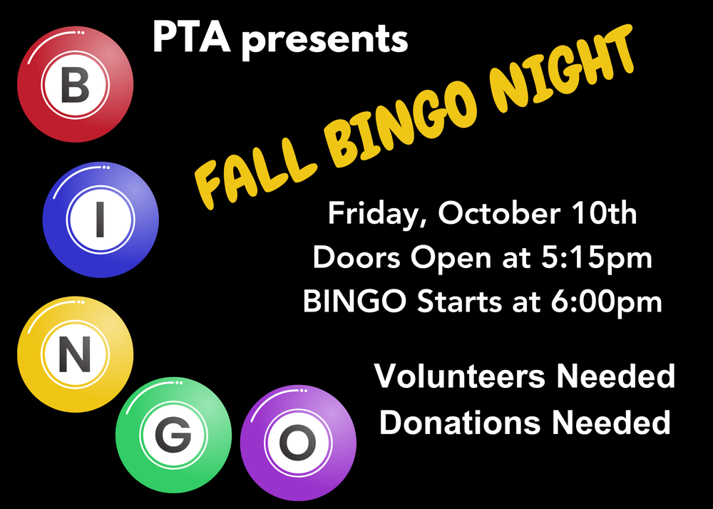 Fall Bingo Oct 10th 6pm