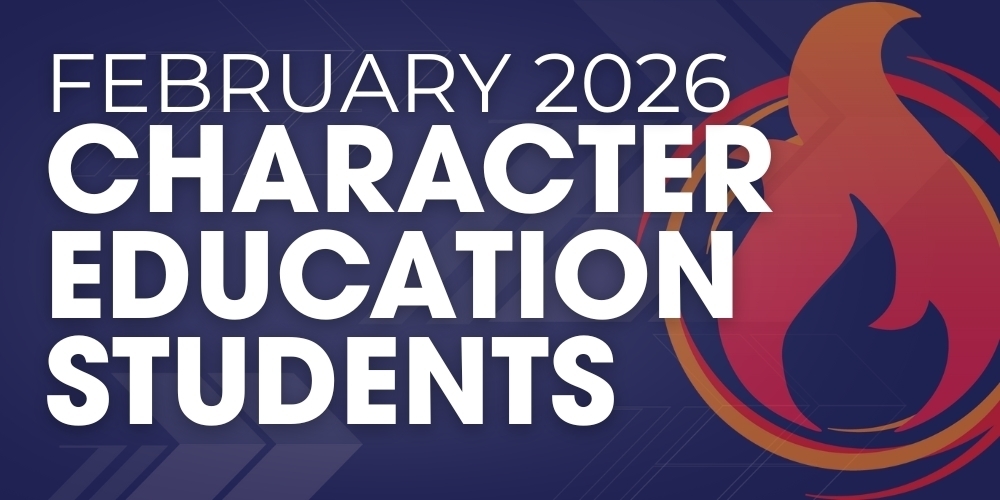 A graphic for the February 2025 Character Education Award students.
