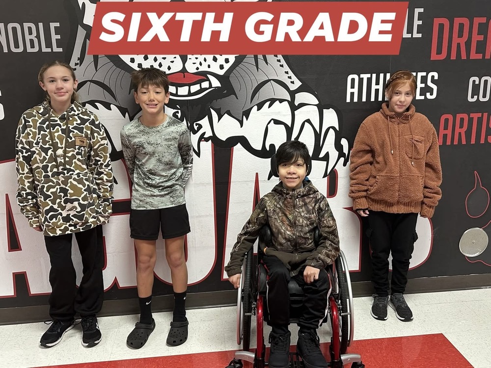 title 6th grade and picture with 4 6th grade students 