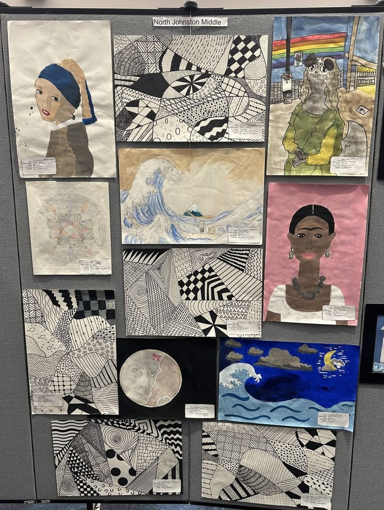 Picture of different artwork that was done my NJMS students 