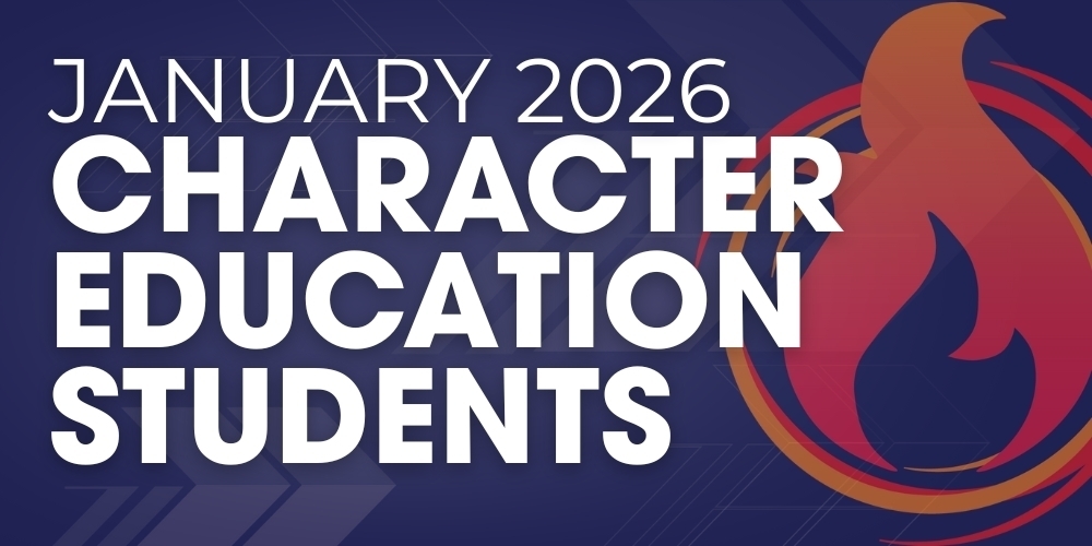 A graphic that says January 2026 Character Education Students