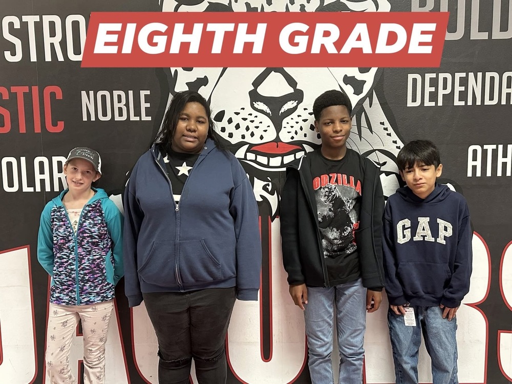 title 8th grade and picture with 4 8th grade students 