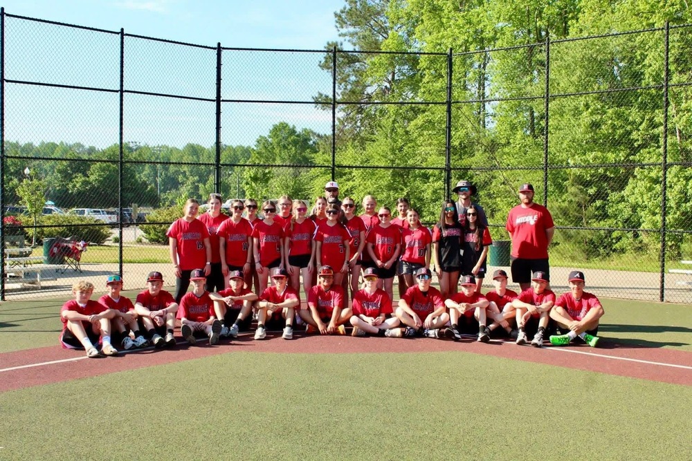 the njms baseball and softball teams and coaches at the joco miracle league field 