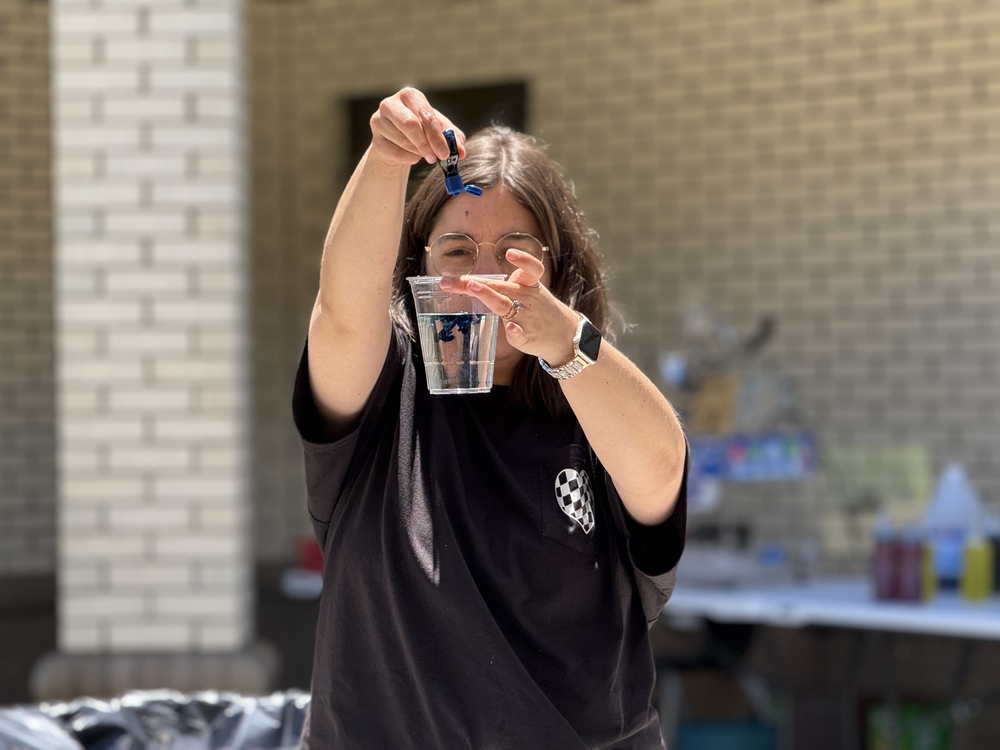 Mrs. Sills showing art demonstration
