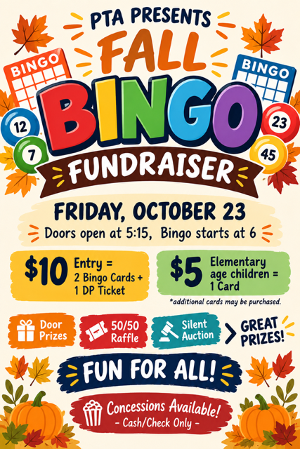 fall BINGO friday 10/23