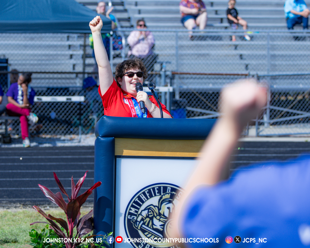 A Special Olympics Ambassador gets the athletes pumped up.