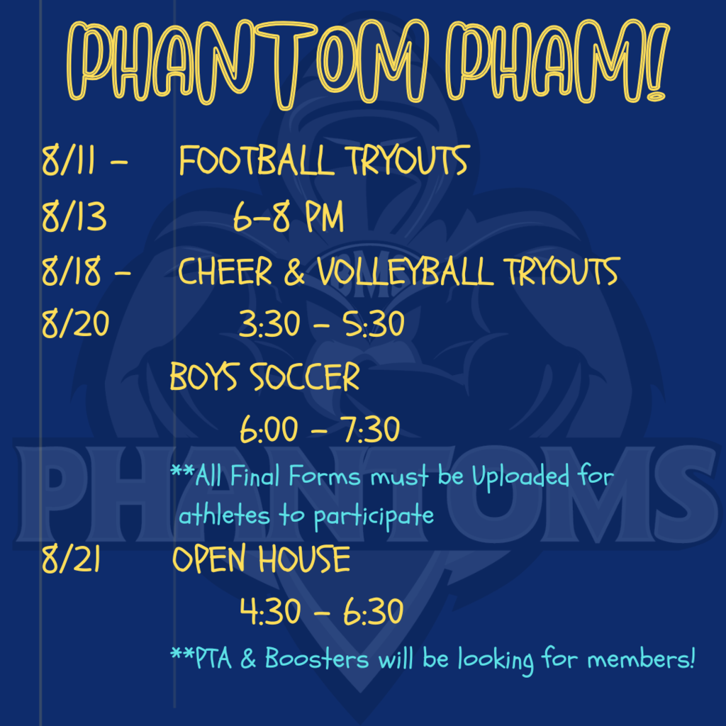 Fall Sport Tryout Dates & Open House