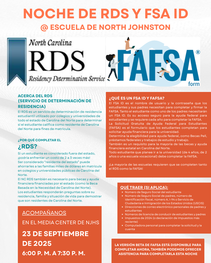 Noche de RDS y FSA ID; 23 de Septimbre de 2025; 6-7:30 pm