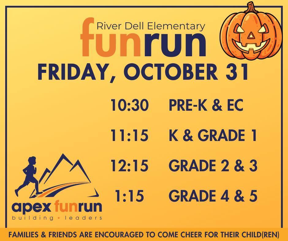 Fun Run times for each grade level