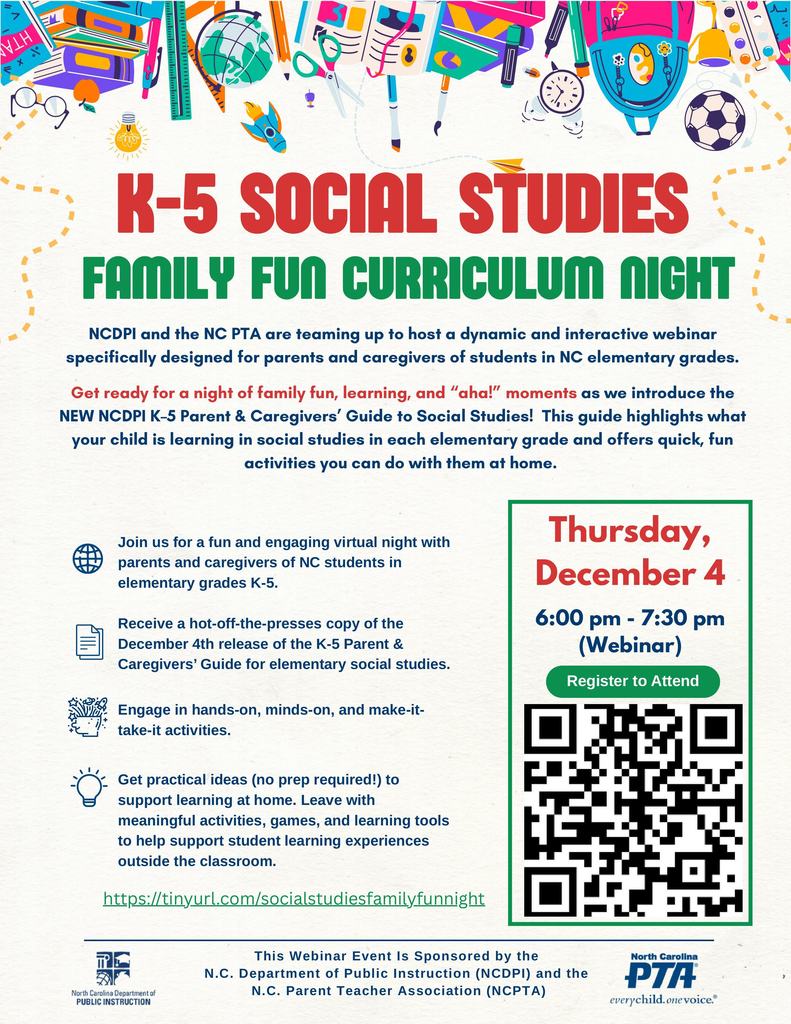 Flyer - Parent Guide Webinar for Social Studies NCDPI