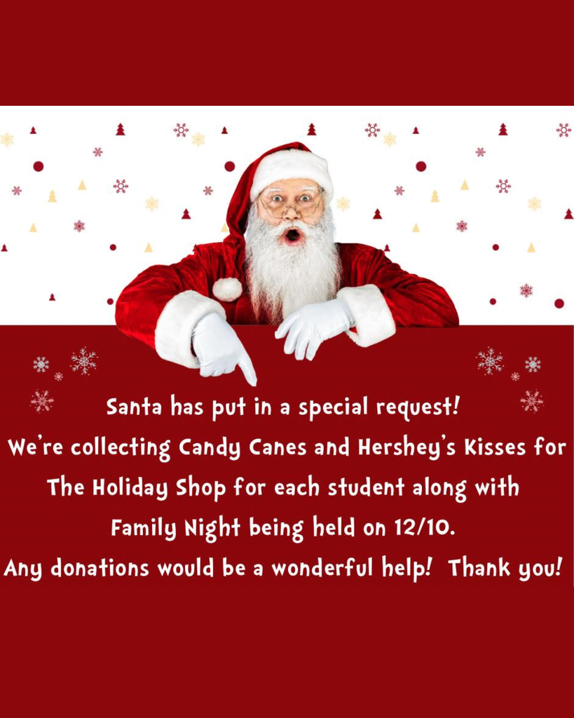Candy donations for holiday shop