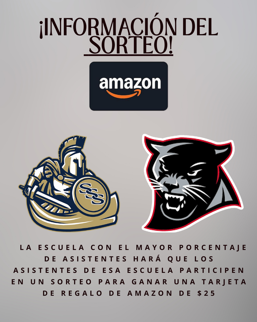 La escuela con el mayor porcentaje de asistentes hara que los asistentes de esa escuela participen en un sorteo para ganar una tar jeta de regalo de Amazon de $25