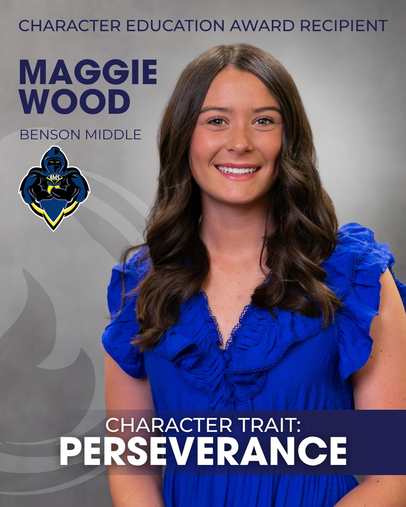 Maggie Wood from Benson Middle is awarded Character Trait Perseverance