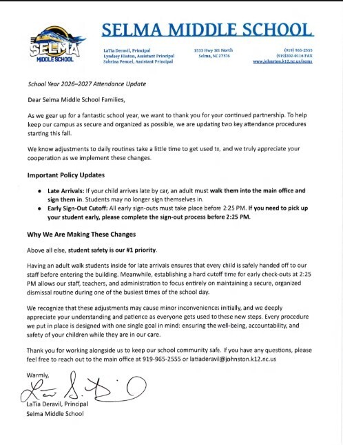 Dismissal Update and Late Arrivals 